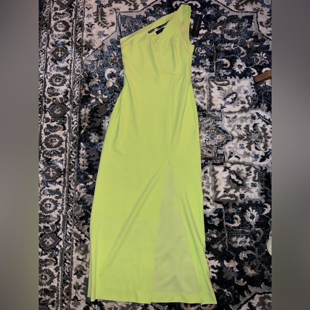 Neon Yellow off the shoulder Rachel Zoe Dress